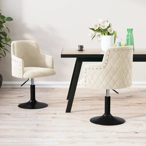 vidaXL Cadeiras de jantar giratórias 2 pcs veludo cor creme