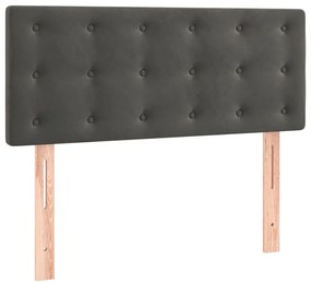 Cama box spring c/ colchão/LED 120x200cm veludo cinzento-escuro