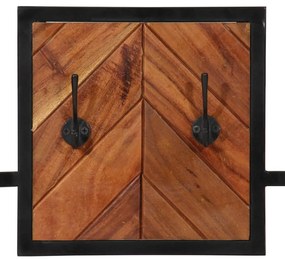 Bengaleiro de parede 90x1x35 cm madeira de acácia maciça/ferro