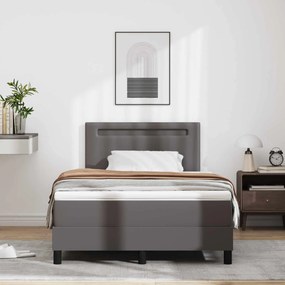 vidaXL Cama Box com colchão Cinzeto 120 x 200 cm Couro sintético