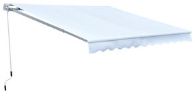 Toldo Manual Dobrável de Alumínio Ângulo ajustável com manivela para varanda exterior jardim terraço 2.95x2.5m branco