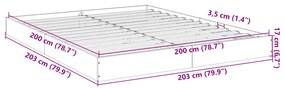 Estrutura de cama 200x200 cm derivados madeira cinzento sonoma