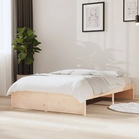 vidaXL Estrutura de cama pequena casal 120x190 cm pinho maciço