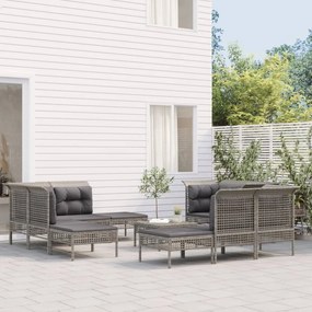 vidaXL 10 pcs conjunto lounge de jardim c/ almofadões vime PE cinzento
