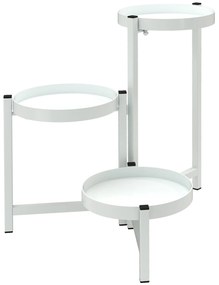 Suporte para Plantas Dobrável de Metal com 3 Prateleiras Redondas Suporte para Vasos de Plantas para Interior e Exterior 40x40x42 cm Branco