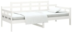 Sofá-cama 90x190 cm madeira de pinho maciça branco