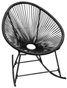 Cadeira de baloiço para jardim vime PE preto