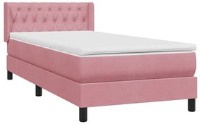 Cama com molas/colchão 100x220 cm veludo Rosa