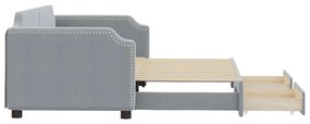 Sofá-cama c/ gavetão e gavetas 90x190 cm tecido cinzento-claro