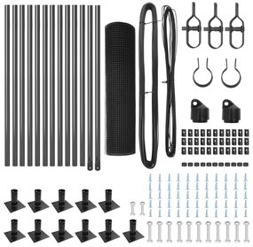 Cerca de Arame Soldado com 13 Postes Flangados Cinza 0.4x25 m Aço