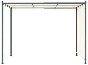 Pérgola com toldo ajustável 3 x 3 m aço branco nata