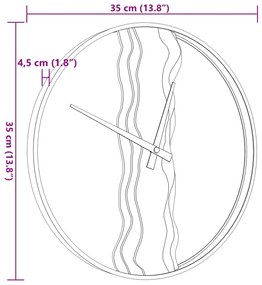 Relógio de parede Ø35 cm ferro e madeira de carvalho castanho