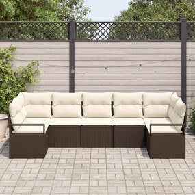 Conjunto de Sofá de Jardim vidaXL de 7 Peças com Almofadas Castanho Ra