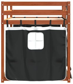 Beliche com cortinas 80x200 cm pinho maciço branco e preto