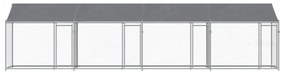Jaula para cão com telhado/portas 8x2x2 m aço galvanizado cinza