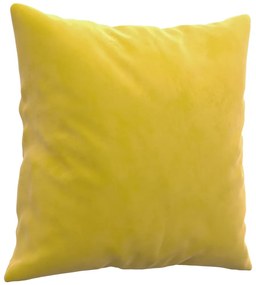 2 pcs conjunto de sofás com almofadas veludo amarelo