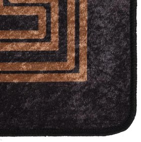 Tapete lavável antiderrapante 190x300 cm preto e dourado