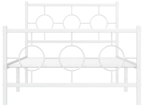 Estrutura de cama com cabeceira e pés 100x200 cm metal branco