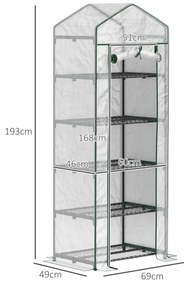 Estufa de Jardim Vertical 69x49x193 cm com 5 Prateleiras Estufa para P