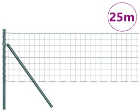 Cerca Euro da com 13 Postes 0.4x25 m de Aço Galvanizado Verde