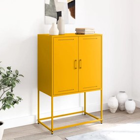 Aparador alto 68,5x38,5x107 cm aço amarelo mostarda