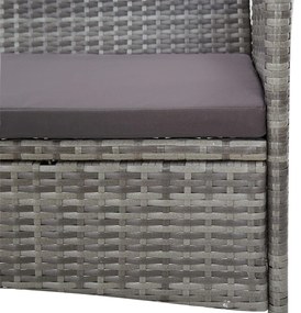 4 pcs conjunto lounge de jardim c/ almofadões vime PE cinzento