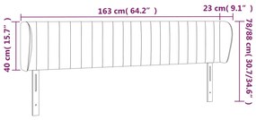 Cabeceira de cama c/ abas tecido 163x23x78/88 cm cinzento-claro