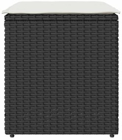 Bancos de jardim com almofadas 2 unid 40x40x43 cm vime PE preto