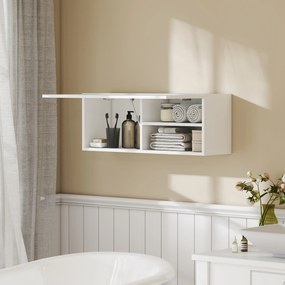 Armário de parede para casa de banho 80 x 25 x 30 cm, móvel suspenso com porta com dobradiças, branco