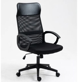 Cadeira de escritório VERTON, preto, rede e tecido preto