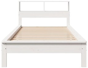 Cama com estante sem colchão 75x190 cm pinho maciço branco