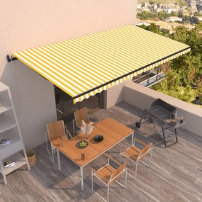 Toldo retrátil automático 600x350 cm amarelo e branco