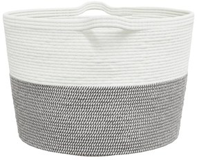 Cesto de arrumação Ø60x36 cm algodão cinzento e branco