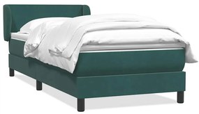 Cama com molas/colchão 90x220 cm veludo verde-escuro