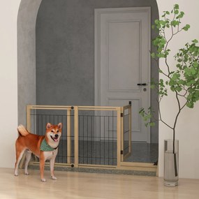 Barreira de Segurança para Cães Extensível de 2 Painéis e Pés de Apoio Triangular 112-159x44x70 cm Madeira