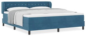 Cama Box Spring vidaXL com Colchão Azul Escuro 180x200 cm Veludo