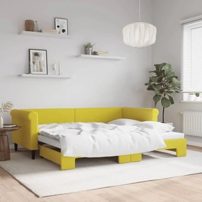 Sofá-cama com gavetão 90x200 cm veludo amarelo