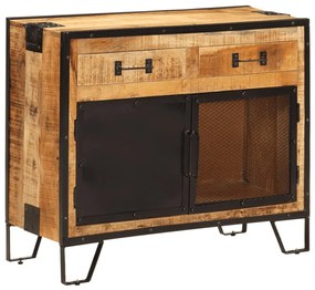vidaXL Aparador 80x31x66 cm madeira de mangueira áspera maciça e metal