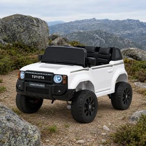 Carro elétrico para Crianças Toyota Land Cruiser PRADO 12V 4x4 Rodas Espuma EVA, assento couro ecológico Branco
