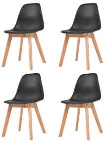 Cadeiras de jantar 4 pcs plástico preto