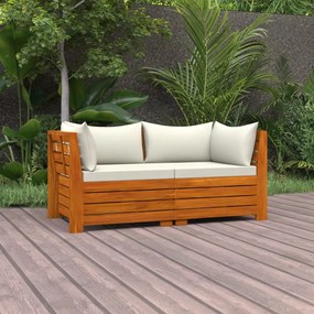 Sofá de jardim 2 lugares c/ almofadões madeira de acácia maciça