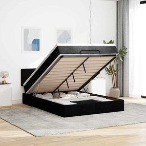 vidaXL Cama otomana com colchão 140x190 cm tecido preto