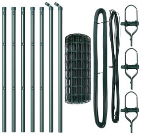 Cerca Euro com 7 Postes 0.8x10 m Aço Galvanizado Verde