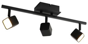 Candeeiro de teto moderno preto com LED 3 luzes - Nola Moderno