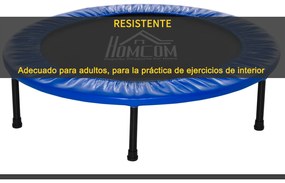 HOMCOM Cama Elástica Fitness Ø100cm Trampolim de Aço com 36 Molas com Protetor de Borda Incluido para Treinamento Interior Carga 100kg Preto e Azul