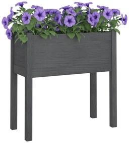 Vaso de jardim 70x31x70 cm madeira de pinho maciça cinzento