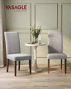 Conjunto de 2 cadeiras de sala de jantar com encosto alto e almofada confortável cinzento