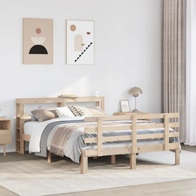 vidaXL Estrutura cama c/ cabeceira 120x190 cm pinho maciço