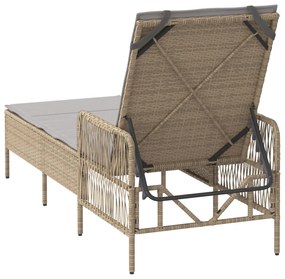 Espreguiçadeira Bege e cinza claro Rattan PE 157 x 55 x 92 cm