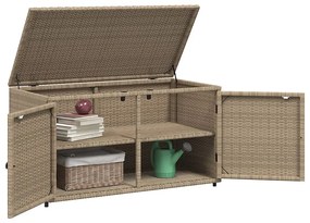 Armário de arrumação para jardim 110x55x60,5 cm vime PE bege